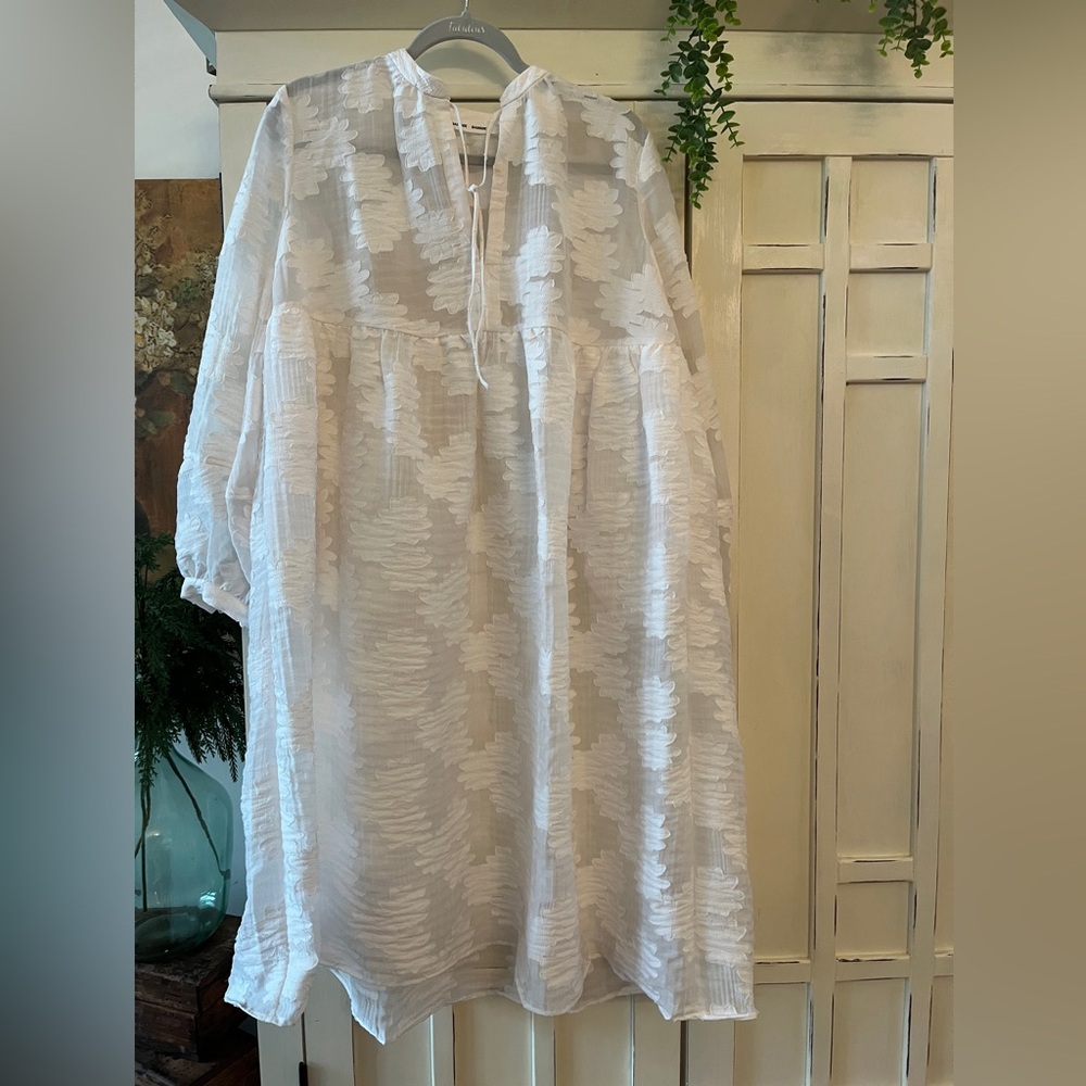 SAMSOE SAMSOE MYNTHE FLORAL JACQUARD LONG SLEEVE FLOWY DRESS  XS GENEROUS
